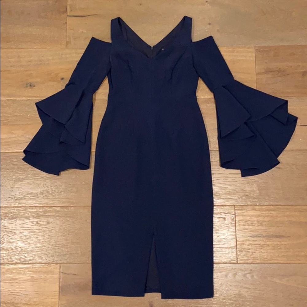 Maggy London Cold Shoulder Flare Sleeve Dress